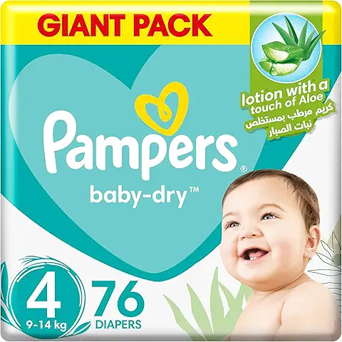 Pampers Aloe Vera, Size 4, Maxi, 9-14kg, Giant Pack, 76 Taped Diapers