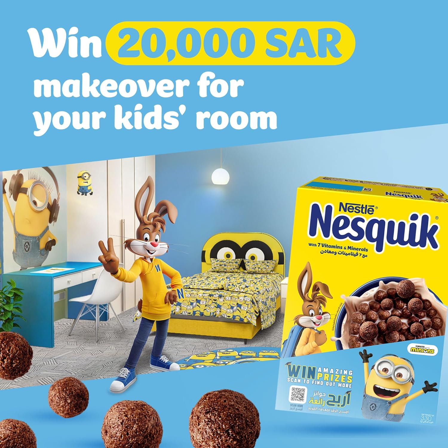 Nestle Nesquik Chocolate Breakfast Cereal, Made with Whole Grain, Pack 330g