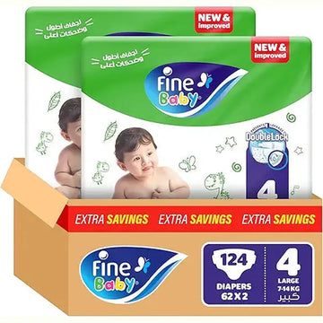 Fine Baby, Size 4, Large 7–14 kg, 124 Diapers