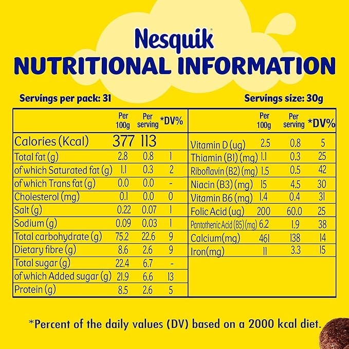 Nesquik Nestle Cereal Chocolate Breakfast Cereal, Family Pack, Made with Whole Grain, 950g