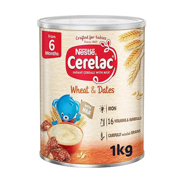Nestle Cerelac Infant Cereal, Wheat & Dates, Baby Food, Tin, 1kg