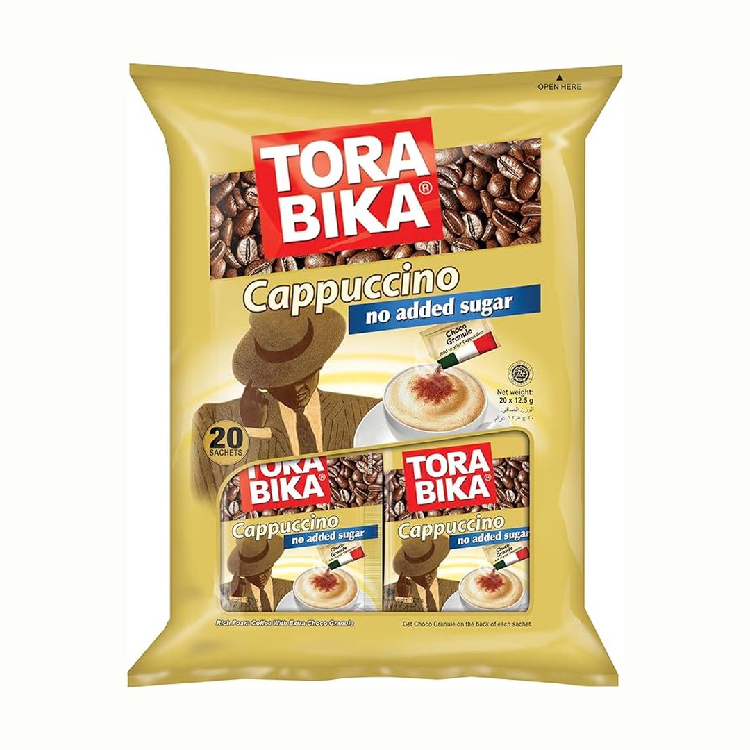 ToraBika Cappuccino No Added Sugar Instant Coffee ,20 x12.5 g, Pack of 1