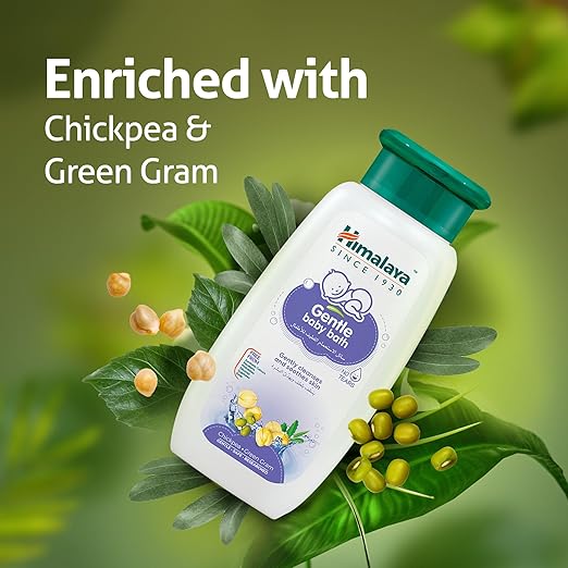Himalaya No Tears Gentle Baby Bath, 200ml – Gently Cleanses & Soothes with Chickpea & Green Gram | Skin-Friendly pH, Mild Fragrance | Free from Alcohol, Parabens & Sulphates