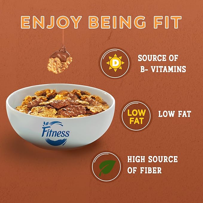 FITNESS Nestle Chocolate Breakfast Cereal, 375G, Brown