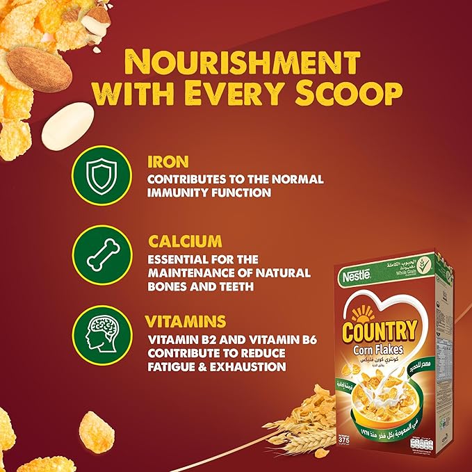 Nestle Country Corn Flakes Breakfast Cereal Pack, 375g