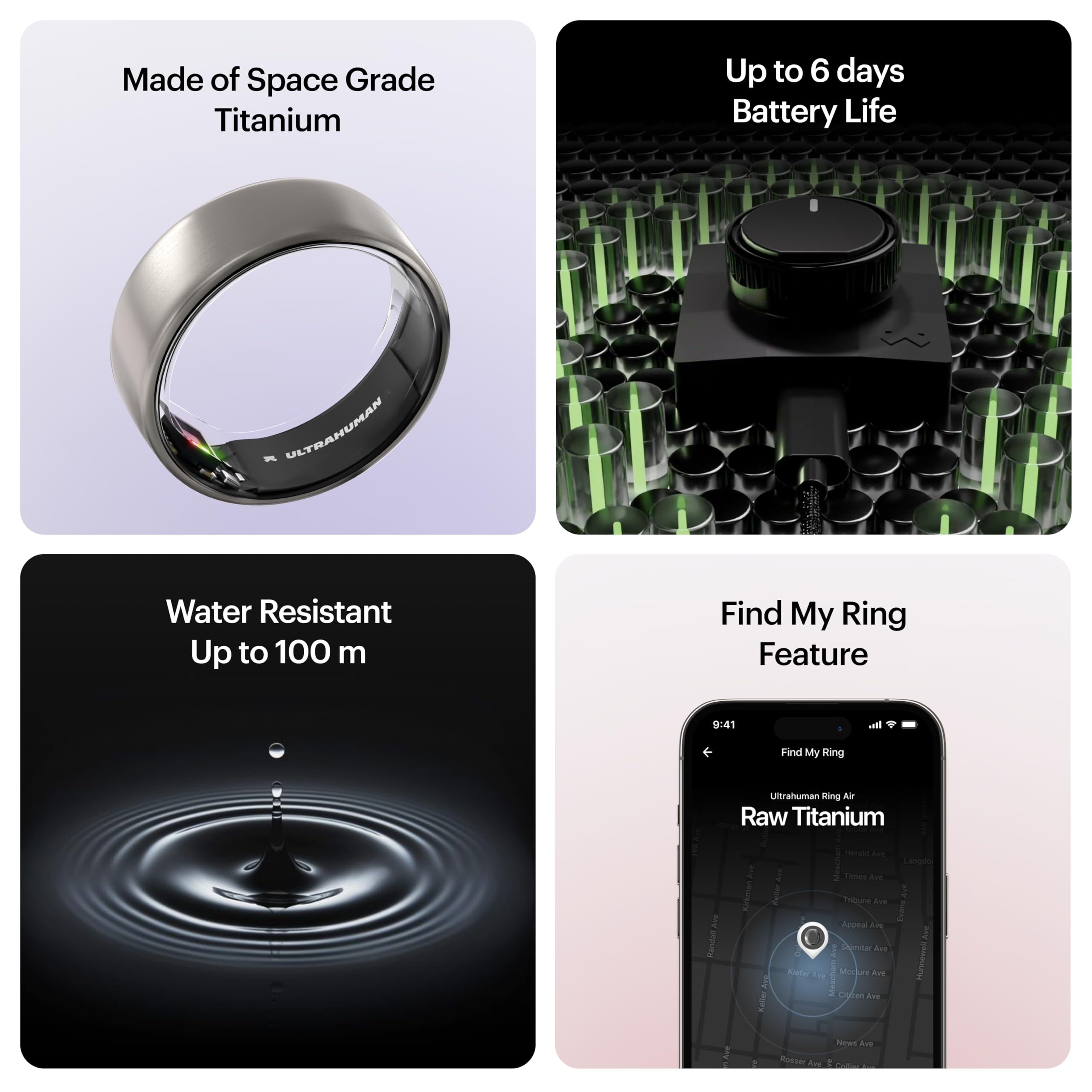 ULTRAHUMAN Ring AIR Smart Ring Health Tracker, Sleep Tracker, Fitness Tracker (Size 12, Black)
