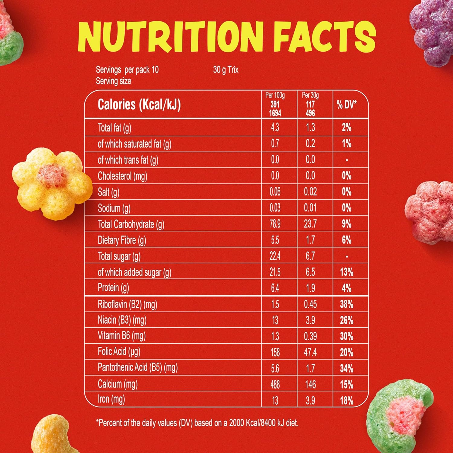Nestlé Trix, 6 Fruity Shaped Breakfast Cereal Pack, 330g