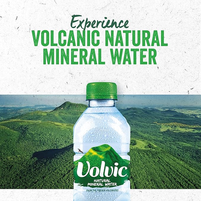 Volvic Natural Water, Mineral Drinking Water, Sustainably Sourced & Volvican Spirited Water Bottle, Case of 24 x 500ml Volvic Bottles