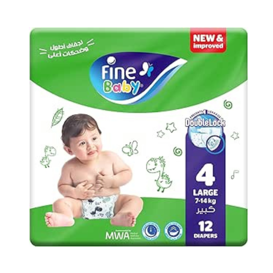 Fine Baby, Size 4, Large 7–14kg, 12 Diapers