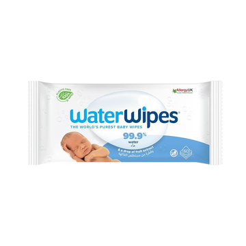 WaterWipes Sensitive Newborn Biodegradable Unscented Wipes, Pack of 60