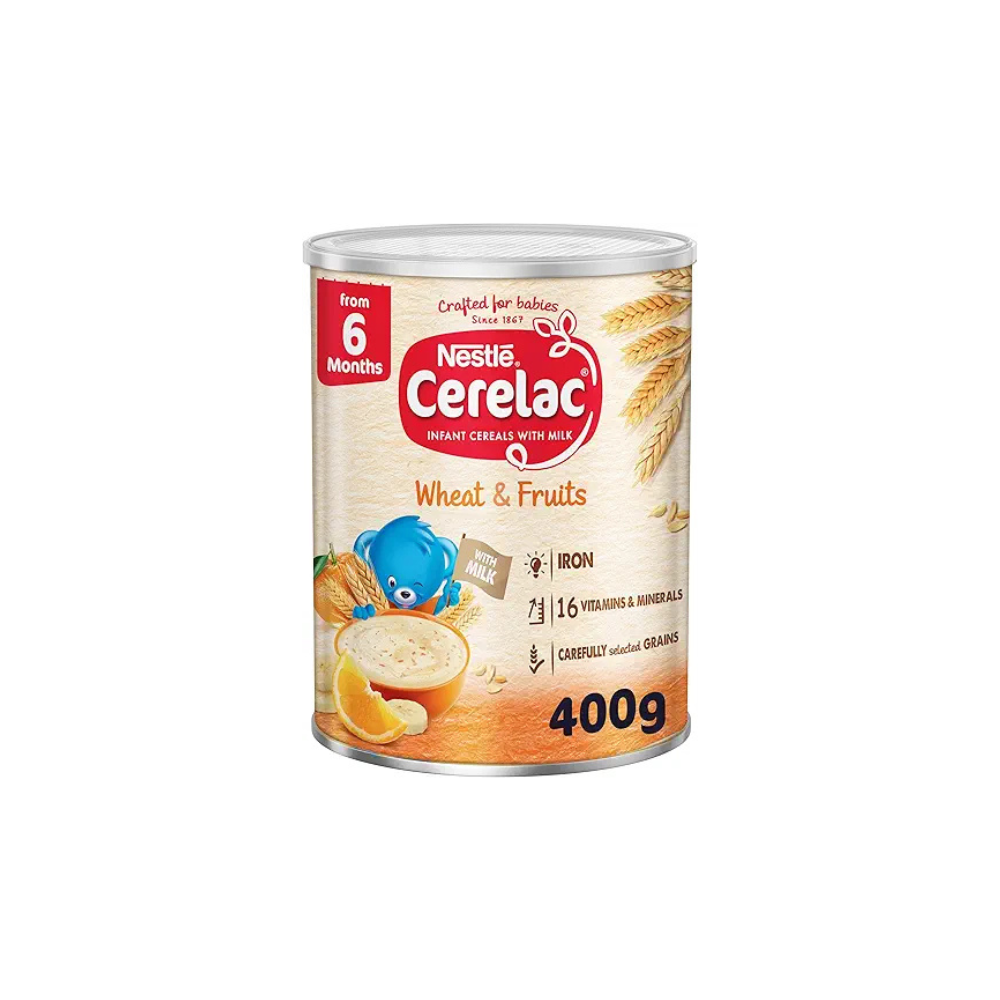 Nestle Cerelac Wheat and Fruits Baby Cereal Food, from 6 months, Tin 400g