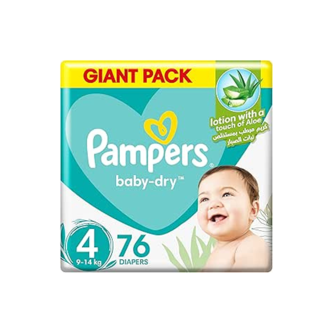Pampers Aloe Vera, Size 4, Maxi, 9-14kg, Giant Pack, 76 Taped Diapers