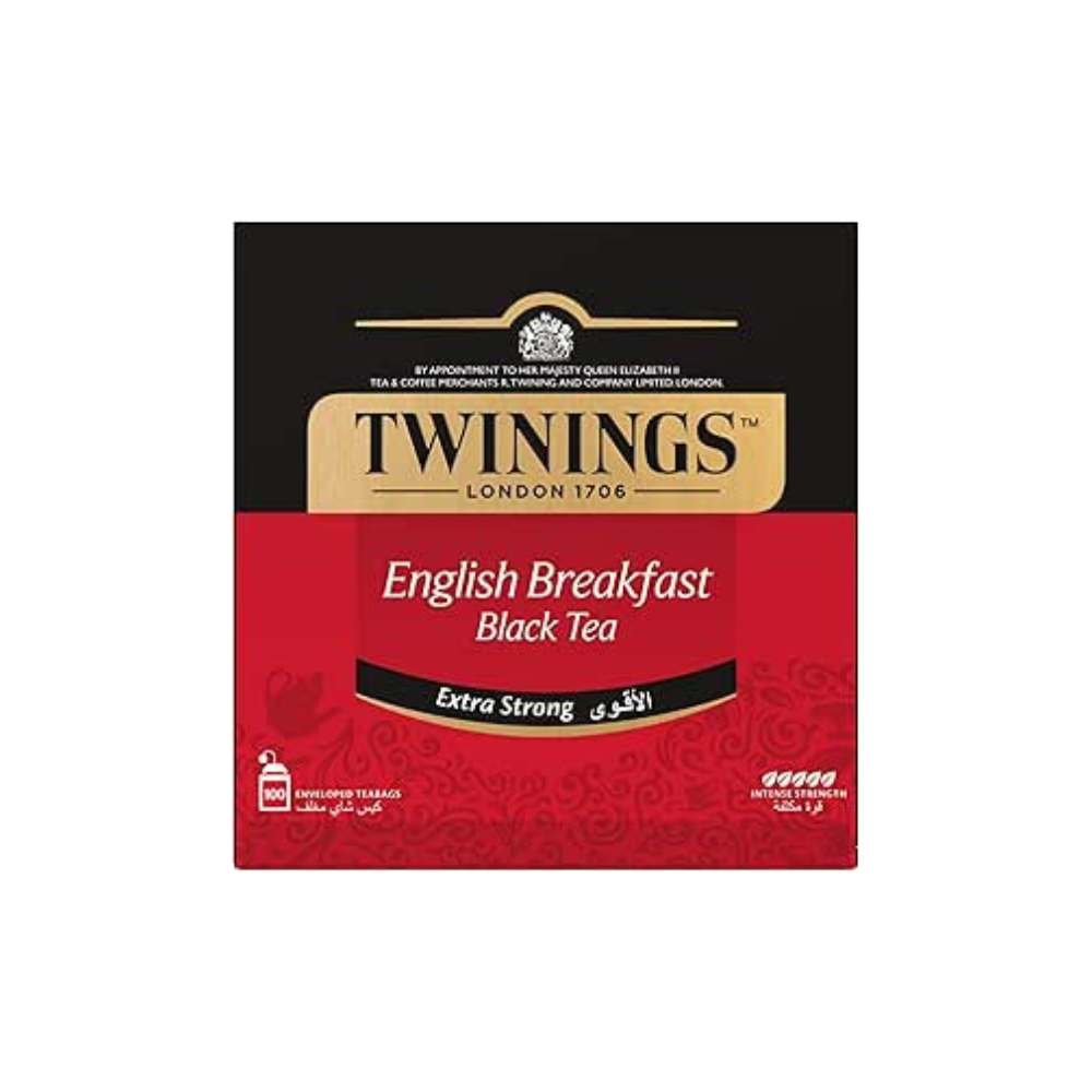 Twinings English Breakfast Tea Extra Strong, 100 Bags - Pack of 1