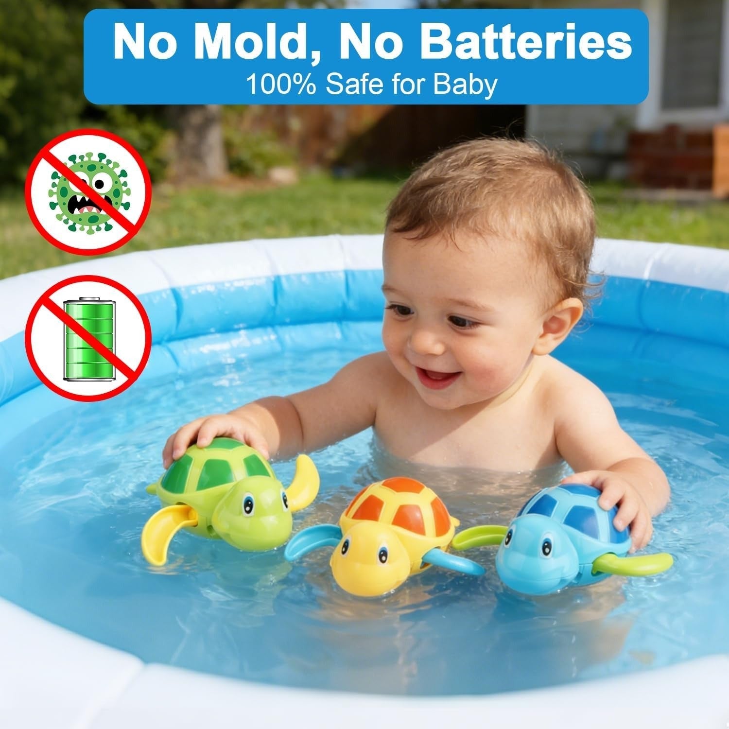 Bath Toys for Toddlers 1 2 3 4 5 Years Old,Pool Toys for Kids,Baby Funny Wind Up Swimming Turtle Bath Toy,Cute Floating Bathtub Water Toys,Gift for Preschool Child Boys Girls (3 Pcs)